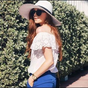 Off the shoulder eyelet top